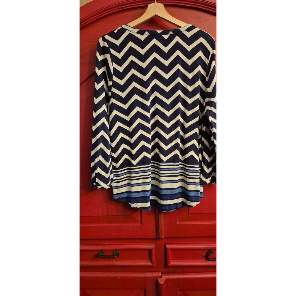 Lucky Brand Sz Large Spring Summer Weight Blouse Shirt Soft Swingy Geometric EUC